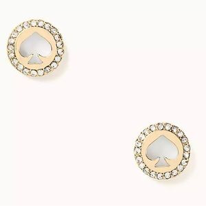 Kate Spade Spot the Spade Pave Halo Spade Studs Color: Gold/Clear NWT